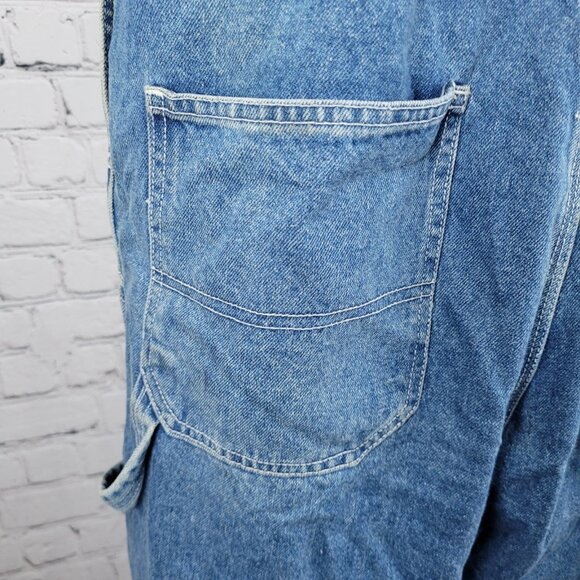 Austin Clothing Blue Denim 100% Cotton Workwear Utility Jean Overalls Large L 32 - Picture 11 of 15